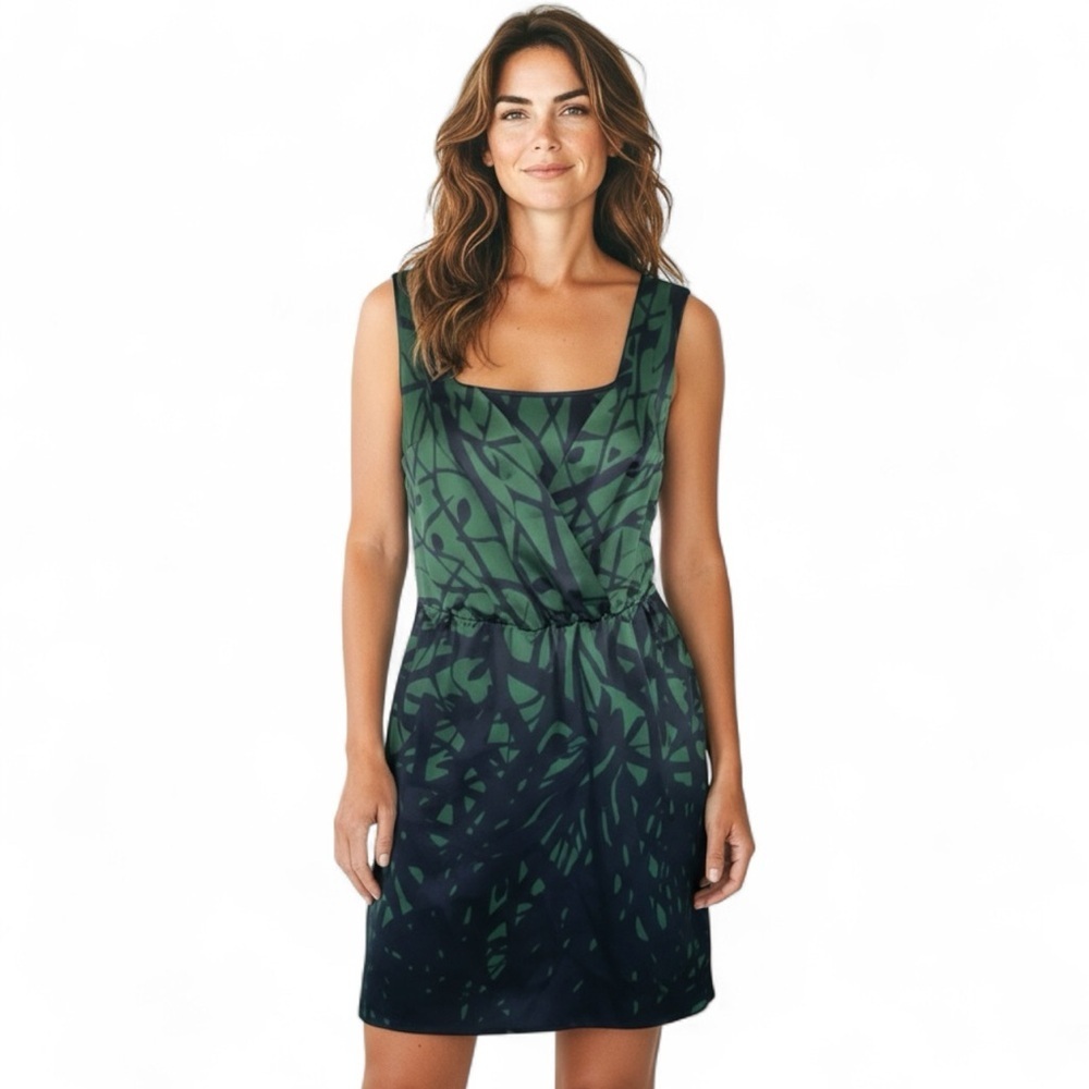 The Limited Size S Geometric Green Black Sleeveless Dress